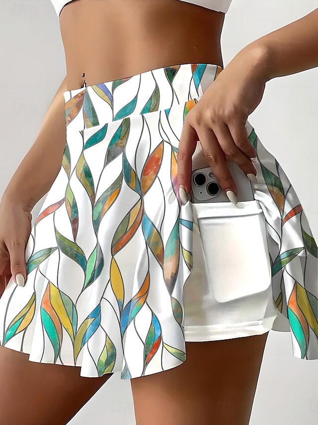  Krótka spódnica damska kuloty Moda Plażowa Casual Mini Wysoka talia Spódnice Kwiatowe Graficzne Plisowane Wakacje Fitness Różowa Czerwona Niebieska Fioletowa Lato Dzianina Poliester