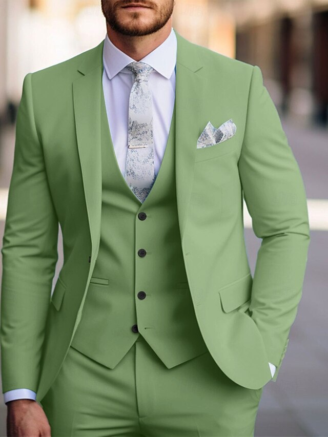 Blue Men's Single Breasted Two-Buttons Notch Lapel Elegant Beach Wedding Prom Party Suits main image 0
