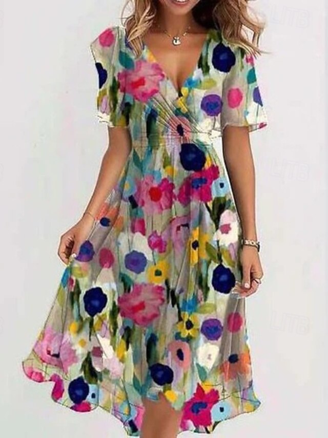 Elizabeth Light Blue Floral Mini Dress For Women Casual Daywear Versatile Garden Party Ready main image 1