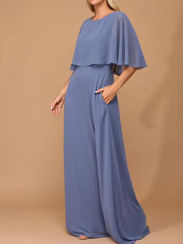 A-Line/Princess Boat Neck Cap Sleeves Floor-Length Maternity Wedding Guest Dresses with Lace