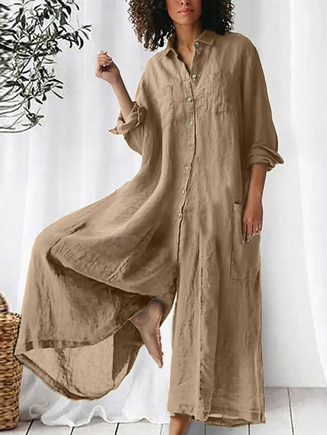  Kvinders Bomulds Linned Jumpsuit Ensfarvet Aktiv Blomstret Uden Ærmer Bootcut Ferie Gade Regular Fit Sort Hvid Pink Sommer
