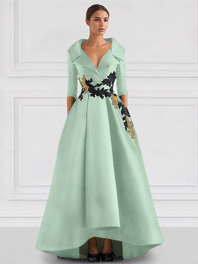 Elegant A-line V Neck Long Evening Dress Y5054 main image 1