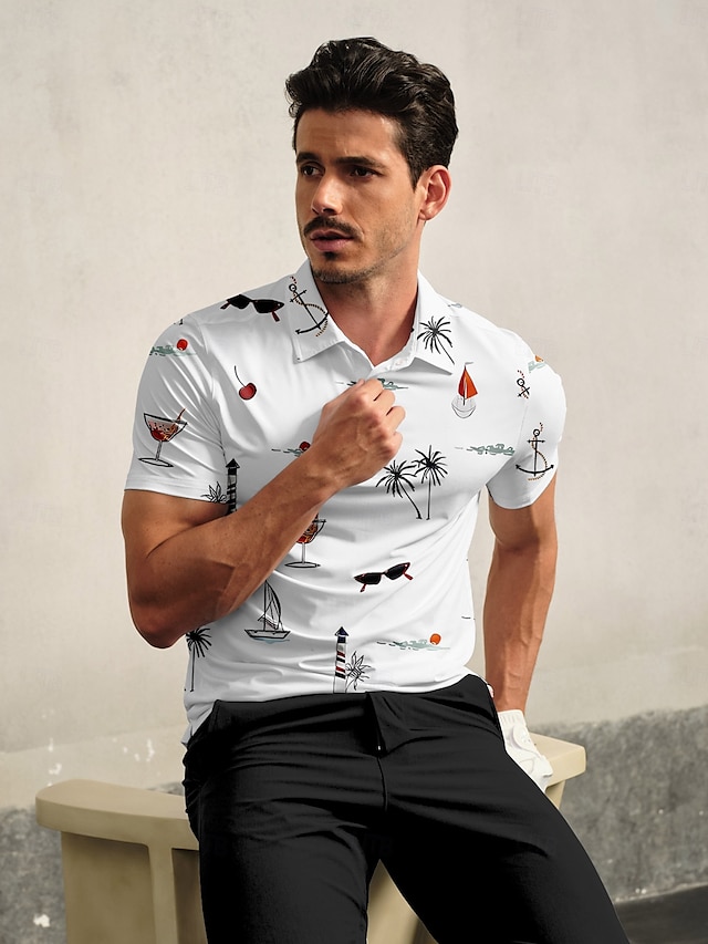  Homme T-shirt POLO Blanche Manche Courte Top Tenue de golf Vêtements Tenues Porter des vêtements