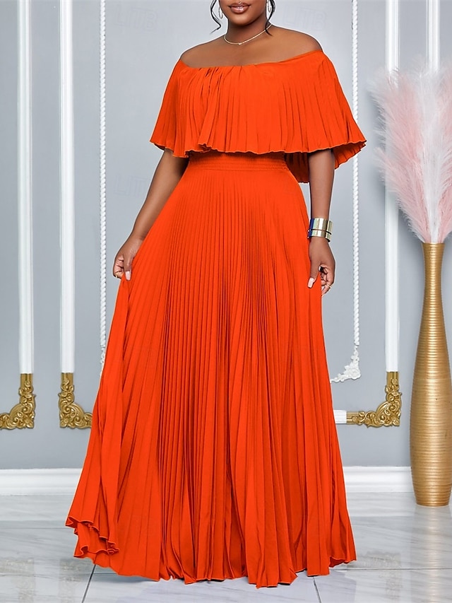  A-linjeformad Quinceanera-klänningar elegant klänning bröllop bröllopsgäst golvlängd kort ärm off shoulder polyester rygglös med veck