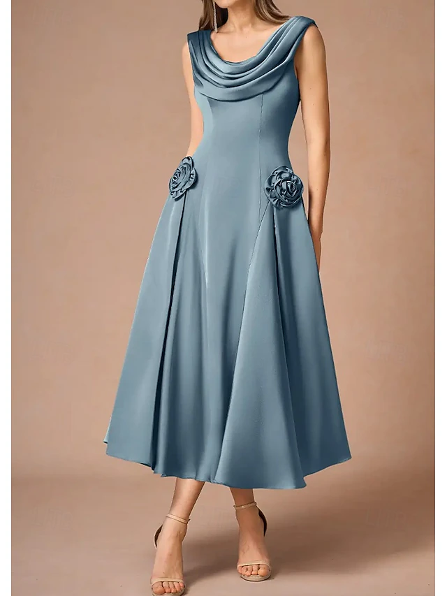 A-line robe de la mère de la mariée élégante vintage simple col en ...