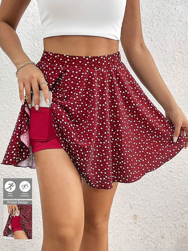  Jupe courte pour femmes culottes slim mode décontractée mini jupes taille haute graphique pois micro-élastique quotidien noir rouge bleu marine été polyester