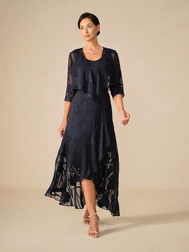  Femmes Robe maxi Robe à Volants Élégant Mariage robe demoiselle d honneur Soirée Fleuri Sans manches Col en U bleu marine Été Printemps
