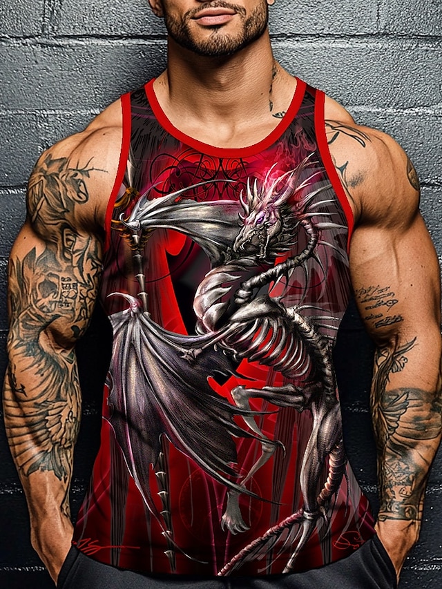  Bărbați Balaur Vest Top Sub Cămașă Fără manșon Tricou Tipărire 3D Stil Nautic Cămașă Modă Exagerat Stradă Casual Zilnic Roșu-aprins Albastru piscină Mov Vară Primăvară Îmbrăcăminte S M L XL XXL XXXL