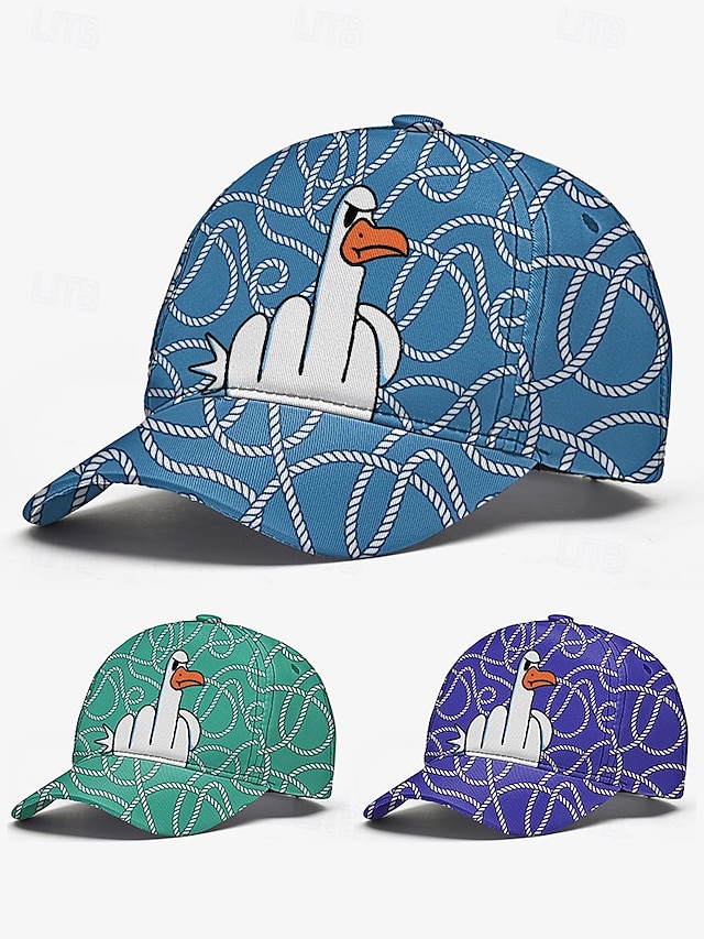  șapcă de baseball cu imprimeu de rață de desene animate pentru bărbați - design amuzant cu degetul mijlociu, șapcă snapback reglabilă, stil casual de stradă, potrivită pentru activități în aer liber, de călătorie sau de vară
