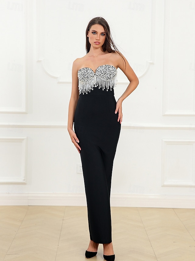  Zeemeermin  trompet quinceañera jurken elegante jurk bruiloft gasten vloer lengte mouwloos strapless spandex rugloos met kwastjes