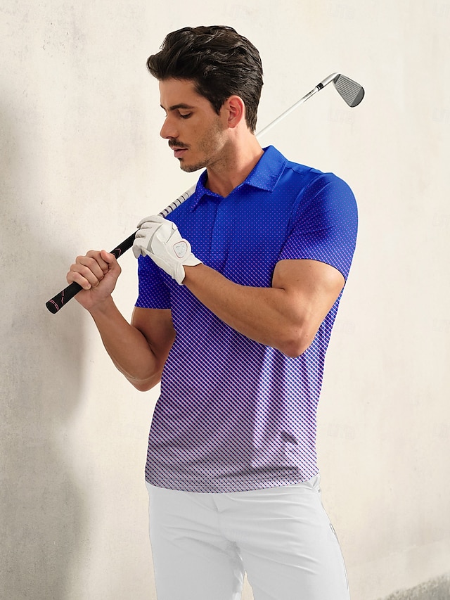  Homme T-shirt POLO Bleu Manche Courte Top Tenue de golf Vêtements Tenues Porter des vêtements