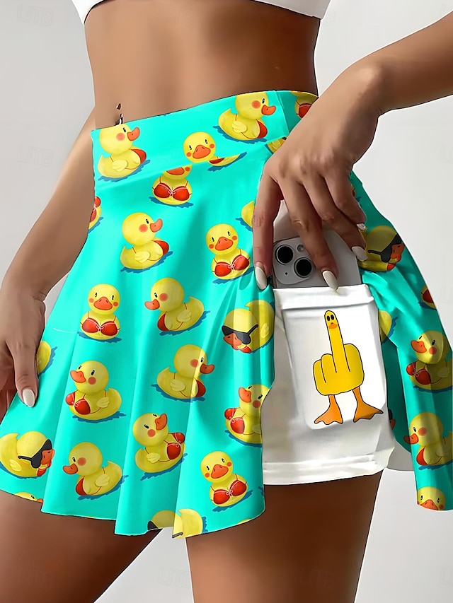  Womenské krátké sukňové culotes Mini sukně Havajské Plážové oblečení Neformální Léto Mini Střední Pas Sukně Grafika Zvíře Plissé Elastické Dovolená Fitness Zelená Léto Polyester
