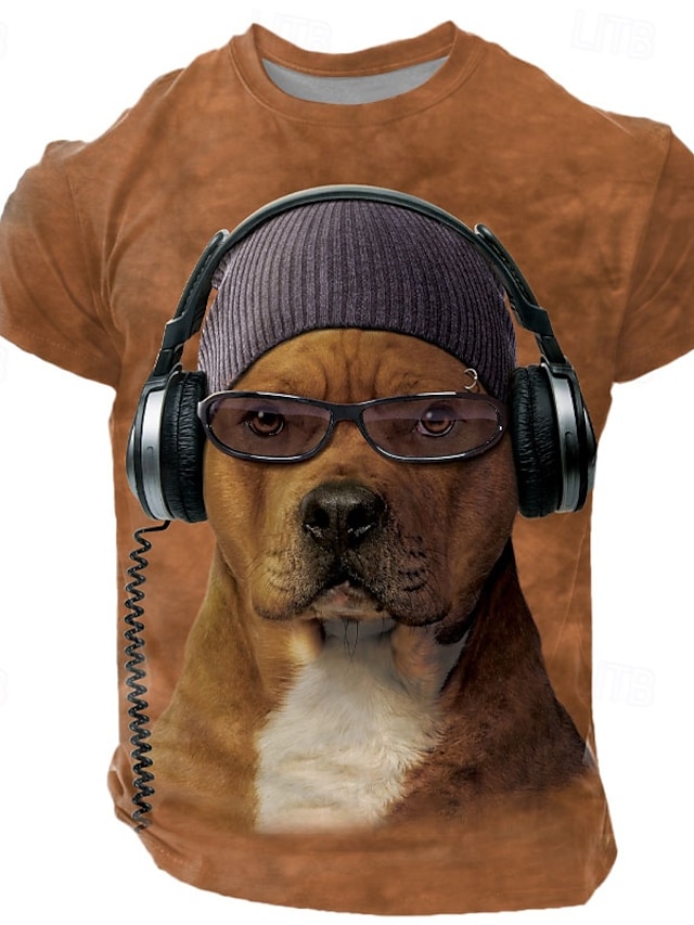  bono pitbull vincent hie tricou 3d pentru bărbați tricou cu mânecă scurtă cu imprimeu 3d cămașă cu gâtul roșu exagerat de designer petrecere pe stradă casual maro vară primăvară toate anotimpurile
