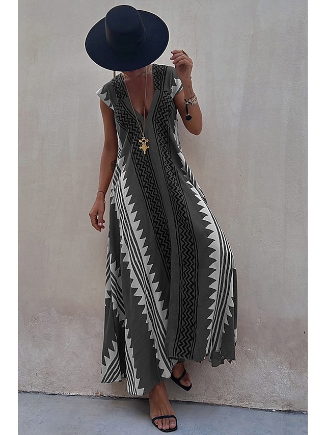  Damen Midikleid Cocktailkleid Blumenkleid Boho-Kleid Mode Modern Urlaub Teegesellschaft Ausgehen Normale Passform Blume Ärmellos V Ausschnitt Schwarz Wein Blau Dunkelgrün Sommer