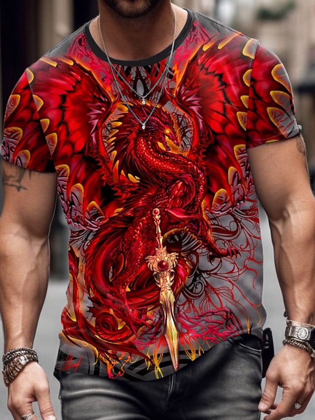  Dragonblade Bloodblade High Rez van Ruth Thompson heren 3D-draak t-shirt korte mouwen t-shirt 3D-print ronde hals overdreven designer feest straat casual rood zomer lente all-season kleding