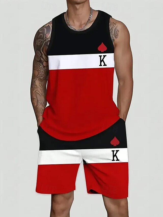 Men Summer 2pcs Sleeveless Athleisure wear Short Outfit set