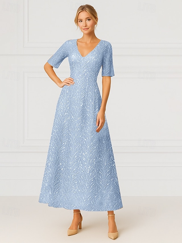 Vintage A-Line V Neck Short Sleeve Tulle Appliques Floor-Length Plus Size Mother of the Bride Dress