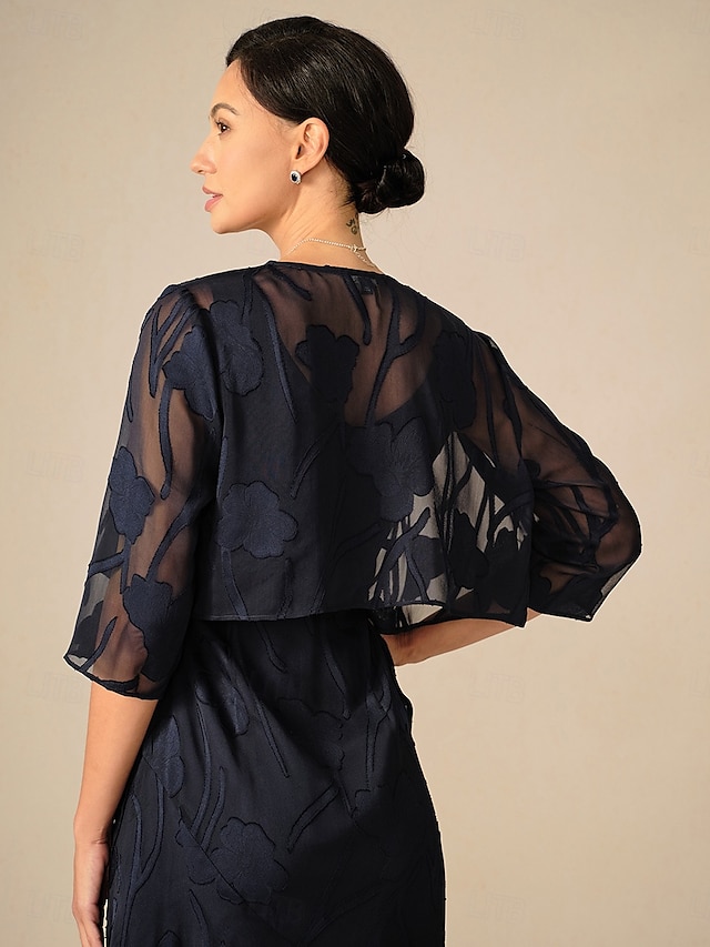  Dames haalt zijn schouders op Effen Kleur Elegant Stijlvol Casual 3/4 mouw Assymmetrisch Croptops Bruiloft gast Strand bruiloft Marineblauw Zomer Lente Herfst