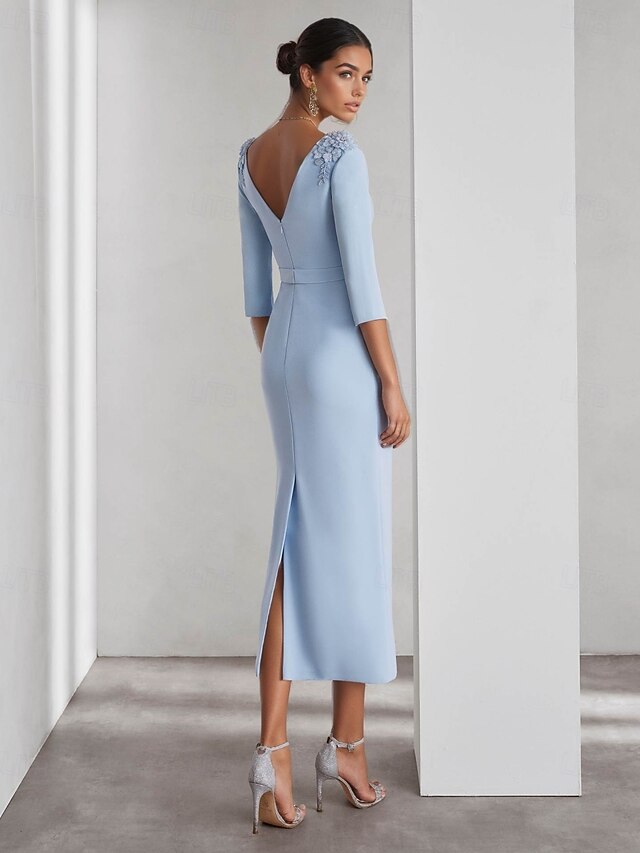 light blue grad dress Satin Long Prom Dresses Formal Graduation Dress-Bridelily Size:3/L Navy Blue Sparkly Sexy ceremony dress