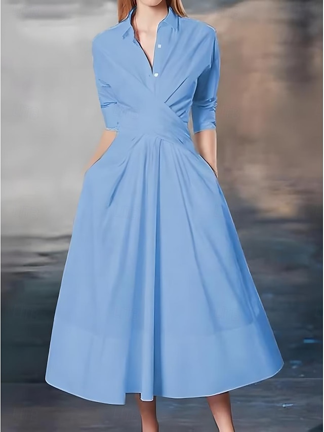 VESTIDO MUJER POPLIN SWING MAXI ALGODÓN