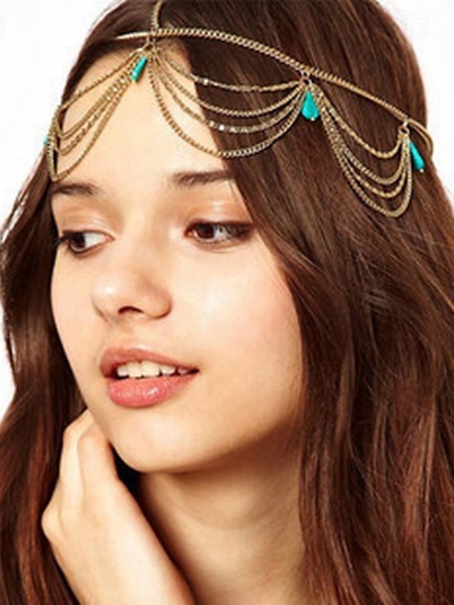  1 pièce Femmes Bandeaux Ensemble d'accessoires pour cheveux Pour Extérieur Fête Rétro Plume Alliage Dorée