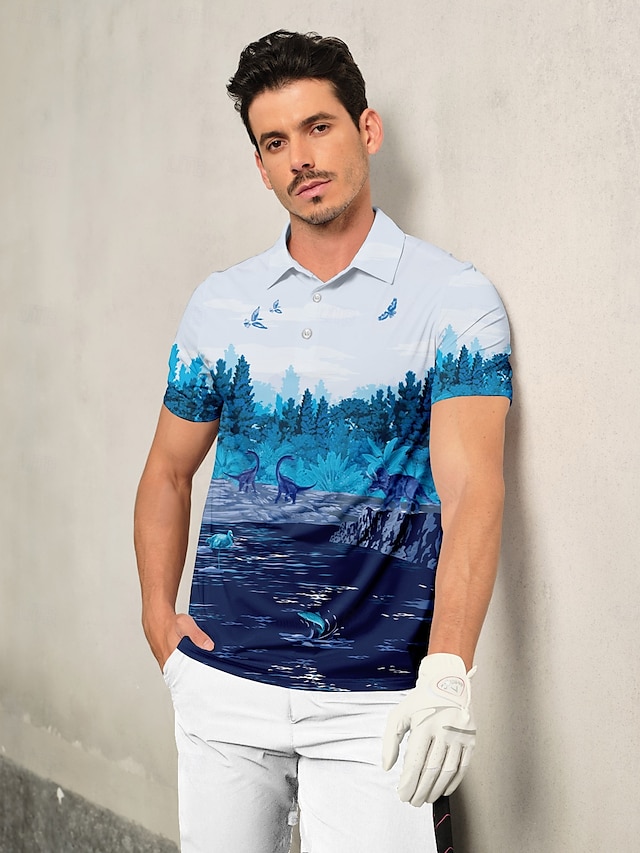  Homme T-shirt POLO Bleu Manche Courte Top Tenue de golf Vêtements Tenues Porter des vêtements