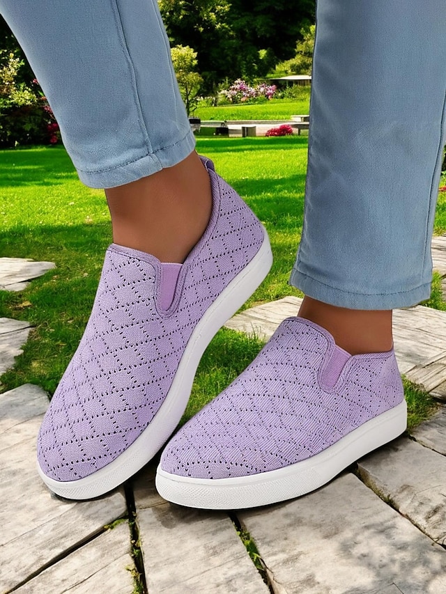  scarpe slip-on da donna in maglia – stile traspirante ed elegante per le donne durante i picnic primaverili, le passeggiate al parco e le commissioni quotidiane