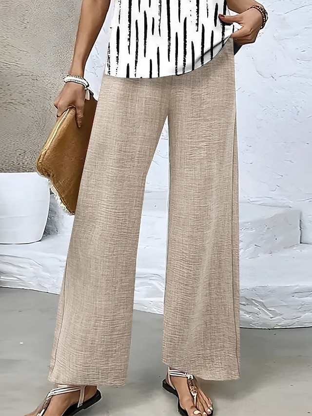  Chinos a Gamba Larga da Donna Pantaloni Baggy Vacanza Basic Casual Lunghezza Intera Vita Alta Semplice Pocket Vita Elastica Comodo Morbido Confortevole Micro-elastico Formale Vacanza Strada Blu