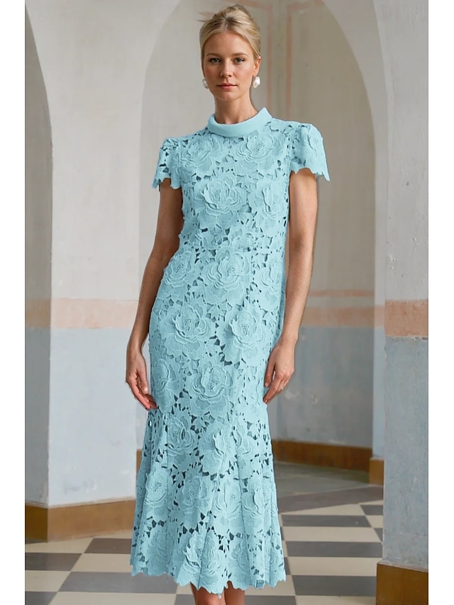 Column Simple High Neck Long Sleeves Tassels Ankle Length Evening Formal Dress