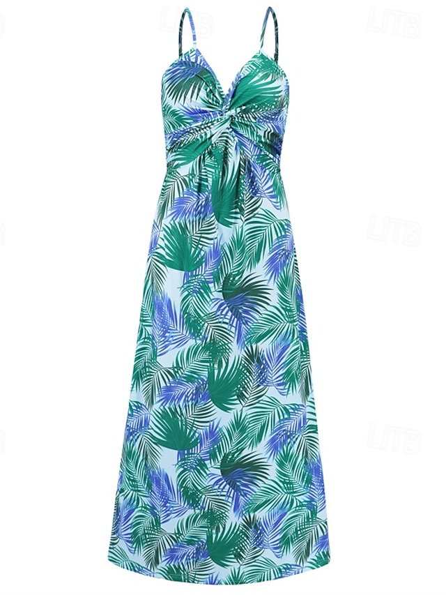  Femmes Robe Midi Robe d'été Robe Nuisette Robe bohème Mode Moderne Quotidien Plage Week-end Coupe régulière Fleuri Sans manches Col en V Jaune clair Jaune Bleu Violet Été