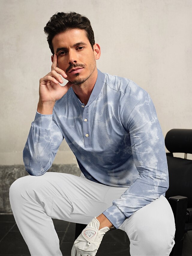  Homme T-shirt POLO Bleu manche longue Top Tenue de golf Vêtements Tenues Porter des vêtements