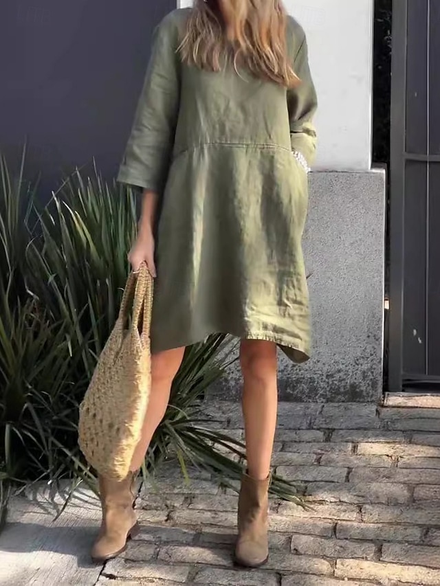  Damskie Sukienka mini Letnie sukienki Codzienny Codzienny Regularny Graficzny Rękaw 3/4 Półgolf Biały Rumiany róż Zielony Jasnoszary Lato