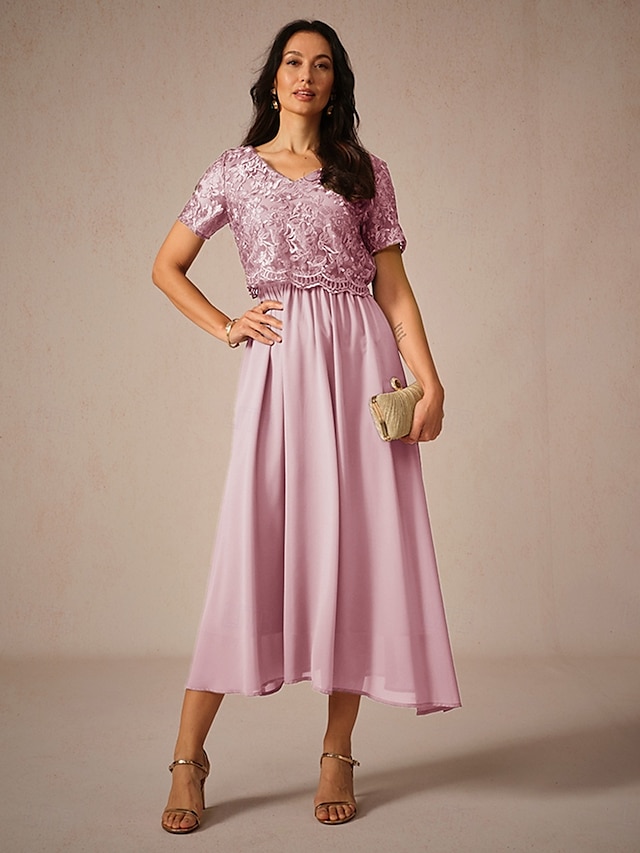  Damen Maxikleid A Linie Kleid Elegant Formell Hochzeitsgast Cocktailparty Normale Passform Kurzarm V Ausschnitt Salbeigrün Rosa Marineblau Dunkelgrün Sommer