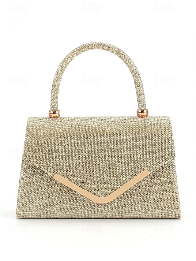  Pochette de soirée pailletée pour femme avec bandoulière chaîne – élégante pochette structurée à poignée supérieure pour mariages, cocktails et événements formels