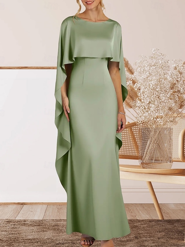  Zeemeermin  Trompet Avondjurk Elegante Jurk Formele Avond Feest Vloerlengte Mouwloos Crew Hals Stretch Crêpe Met Ruffles