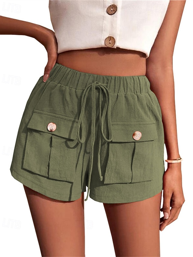  Per donna Pantaloncini cargo Shorts Moda Atletico Corto Misura del girovita medio Semplice Tasca Elastico in vita Traspirante Confortevole Micro-elastico Sport & Outdoor Abbigliamento quotidiano