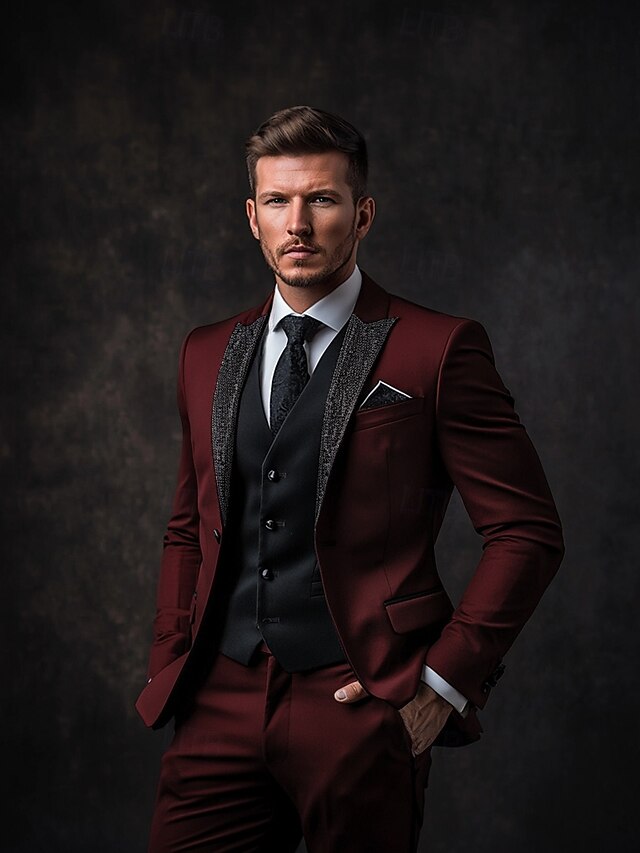 Men's Single Breasted One-button Peaked Lapel Luxurious Prom Party Suits main image 1