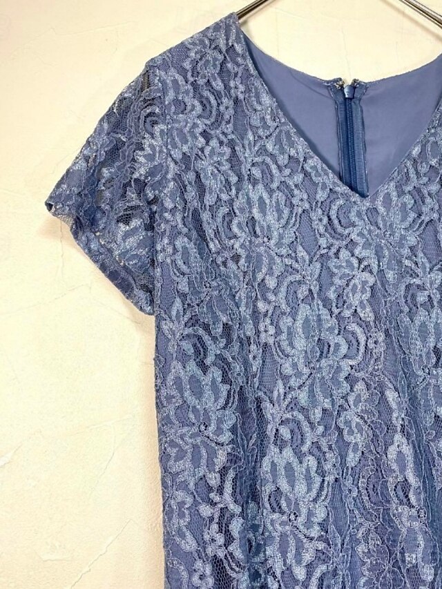 Applique lace sheath/cylindrical spoon short sleeved tea long mother of the bride dress