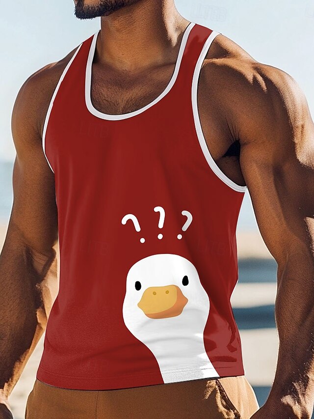  Bărbați Animal Amuzant Tricou Vest Top Fără manșon Tricou Tipărire 3D Stil Nautic Cămașă Vacanță Stradă Casual Zilnic Negru Roșu-aprins Albastru piscină Vară Primăvară Îmbrăcăminte S M L XL XXL XXXL