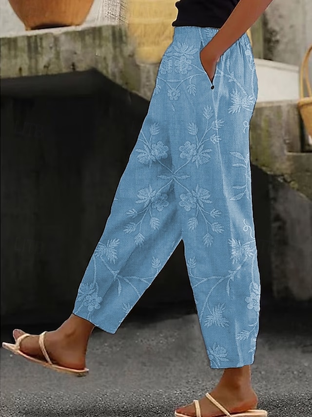  Pentru femei Pantaloni Confortabili Casual / Sport Lungime totală Natural Inelastic Purtare Zilnică Casul / Zilnic Galben Verde Deschis Roz Albastru celest Primăvară, toamnă, iarnă, vară Fit regulat