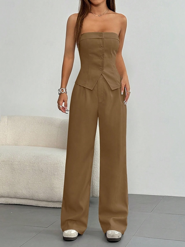  Kvinnors Casual Set Brunt Tryck Standard Fit 2-delad