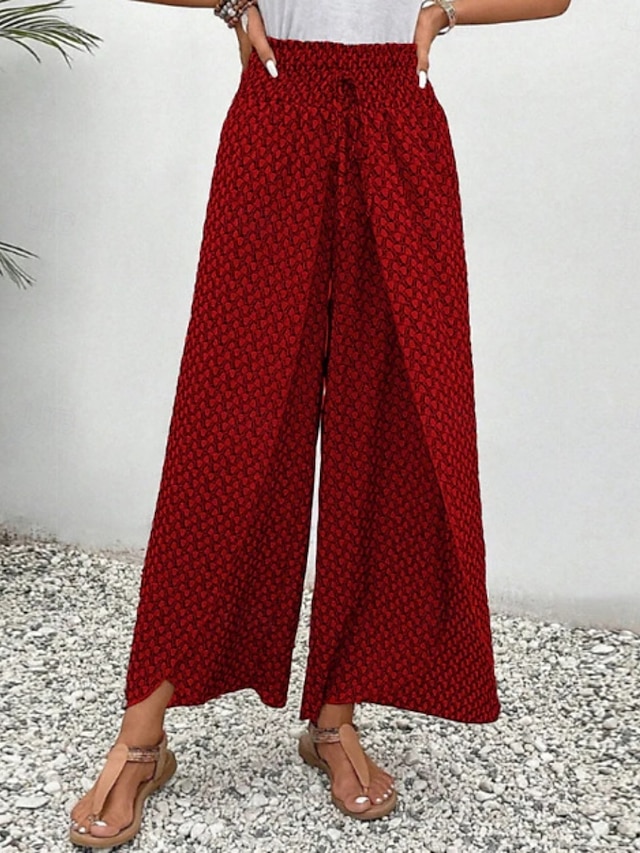  Pantaloni Baggy in cotone e lino da donna Chinos a gamba larga Vacanza Moda Streetwear Lunghezza intera Vita alta Geometrico Tasca Elastico Comodi Morbidi Confortevoli Micro-elastico Esterno Vacanza