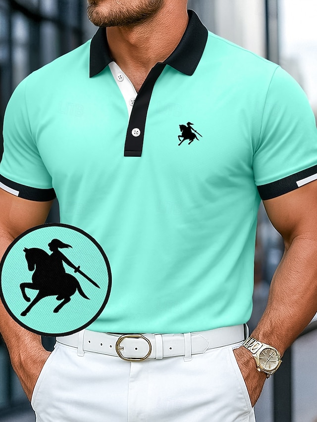  Herren Baumwoll-Poloshirt Golfshirt Lässig Gerippter Polokragen Kurzarm Mode Basic Einfarbig Sportlich Logo Sommer Ganzjahres Schmale Passform Dunkelrot Schwarz Weiß Blau Leicht Grün