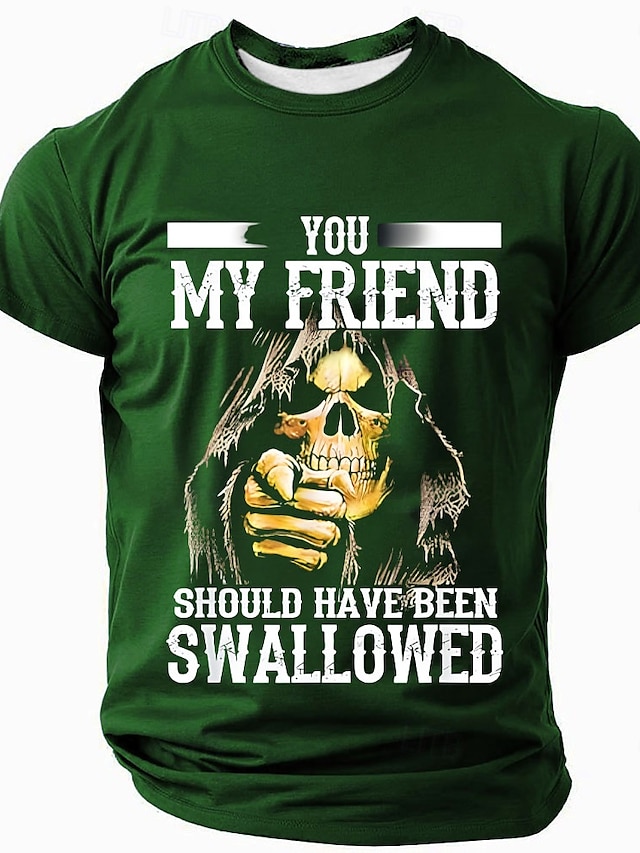  Herre Hodeskaller Offensiv Sarkasme T skjorte Kortermet T skjorte 3D-utskrift Crew-hals Skjorte Mote Daglig Fritid Gate Avslappet Daglig Svart Blå Grønn Sommer Vår Alle årstider Klær S M L XL XXL XXXL