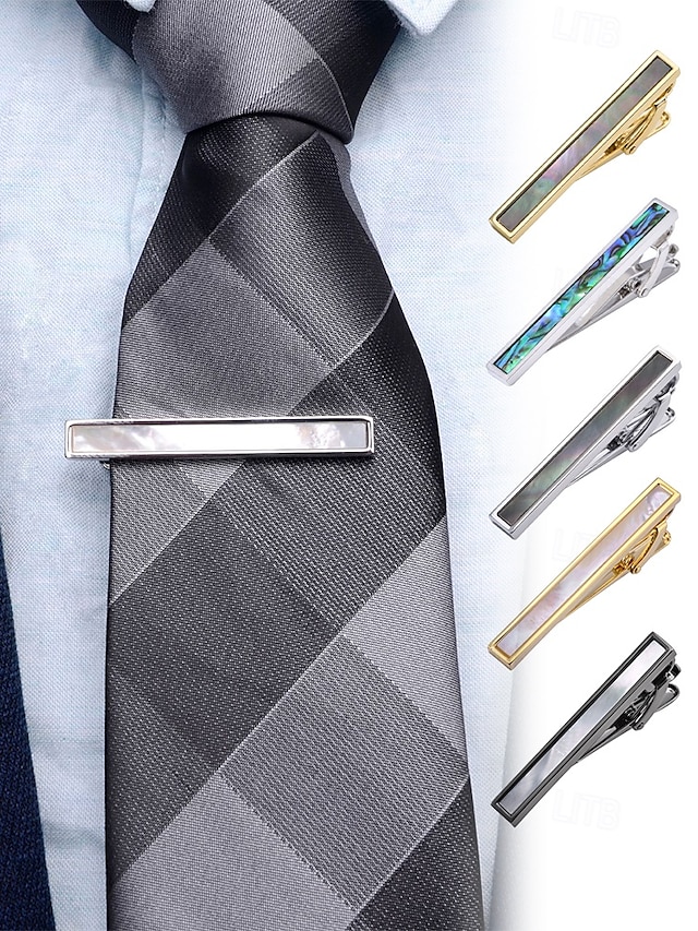  Herren-Krawattenklammer aus Messing mit Perlmutt- und Abalone-Intarsien, stilvolles und elegantes Design, geeignet für formelle Anlässe, ein perfektes Geschenk fürs Geschäft, Hochzeiten und den Vatertag