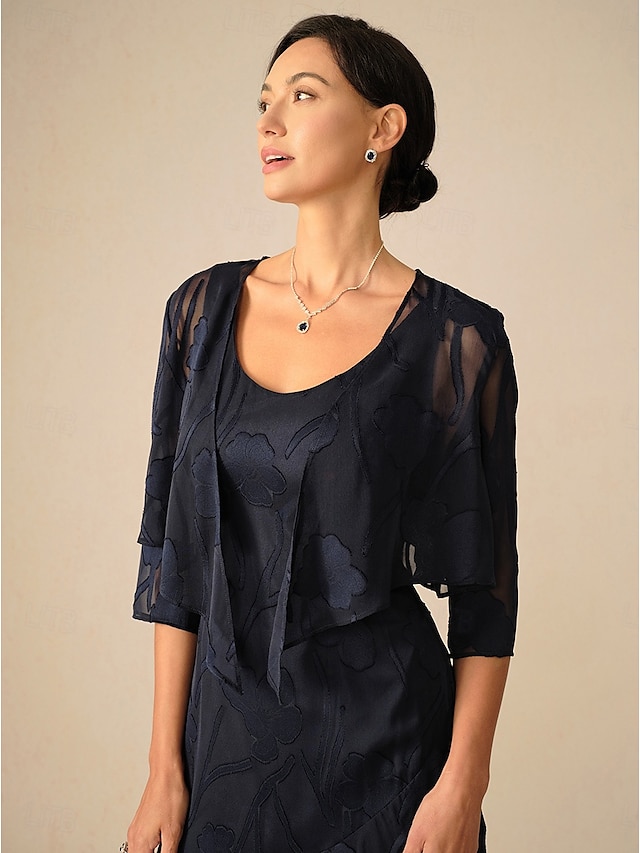  Dames haalt zijn schouders op Effen Kleur Elegant Stijlvol Casual 3/4 mouw Assymmetrisch Croptops Bruiloft gast Strand bruiloft Marineblauw Zomer Lente Herfst