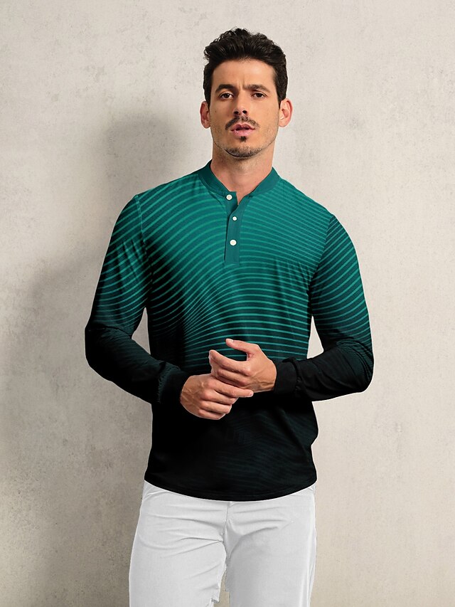  Homme T-shirt POLO Vert manche longue Top Tenue de golf Vêtements Tenues Porter des vêtements