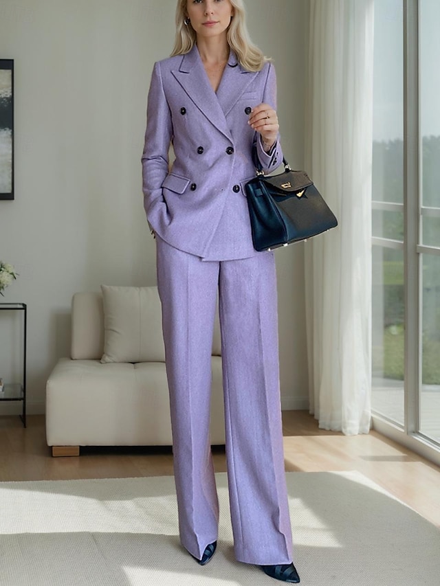  Zweiteiliger Hosenanzug der Brautmutter Kleid eleganter einfacher minimalistischer V-Ausschnitt Spitzrevers knöchellang Polyester lange Ärmel mit einfarbig 2025