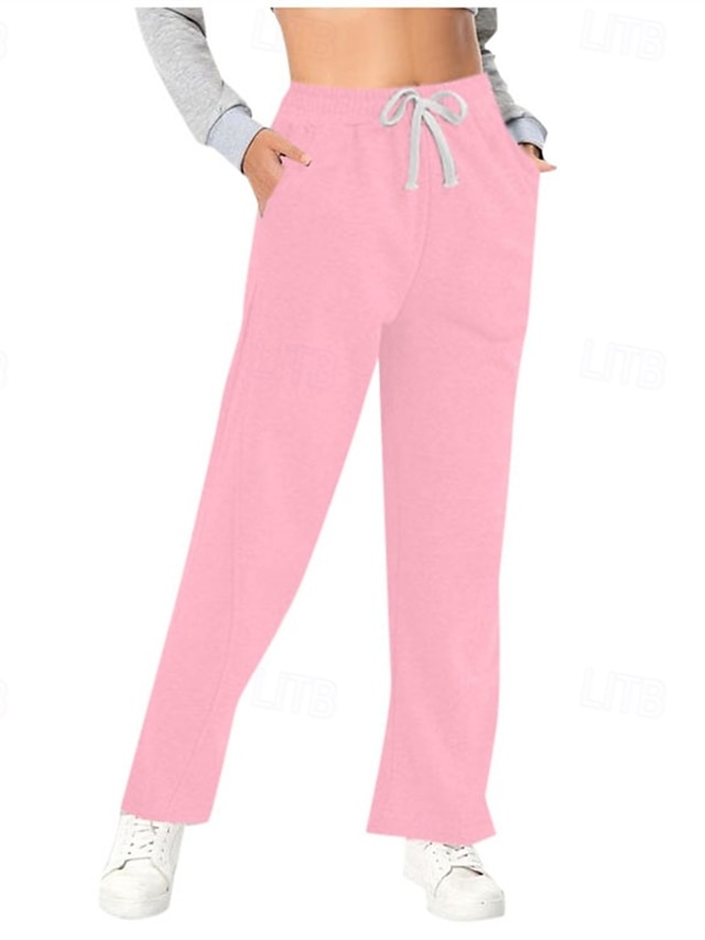  Per donna Pantaloni in cotone e lino Moda Streetwear Comfort Lunghezza intera Misura del girovita medio Semplice Elastico in vita Comodo All'aperto Confortevole Streetwear Abbigliamento quotidiano