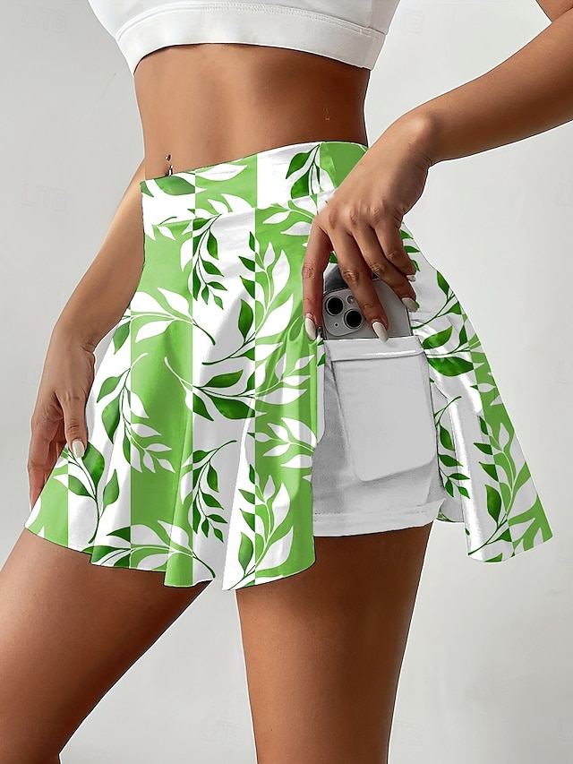  Saia Curta Feminina culottes Slim Moda Casual Mini Saia de Cintura Alta Gráfica Floral Stretchy Diária Ametista Azul Verde Caqui Verão Malha Poliéster